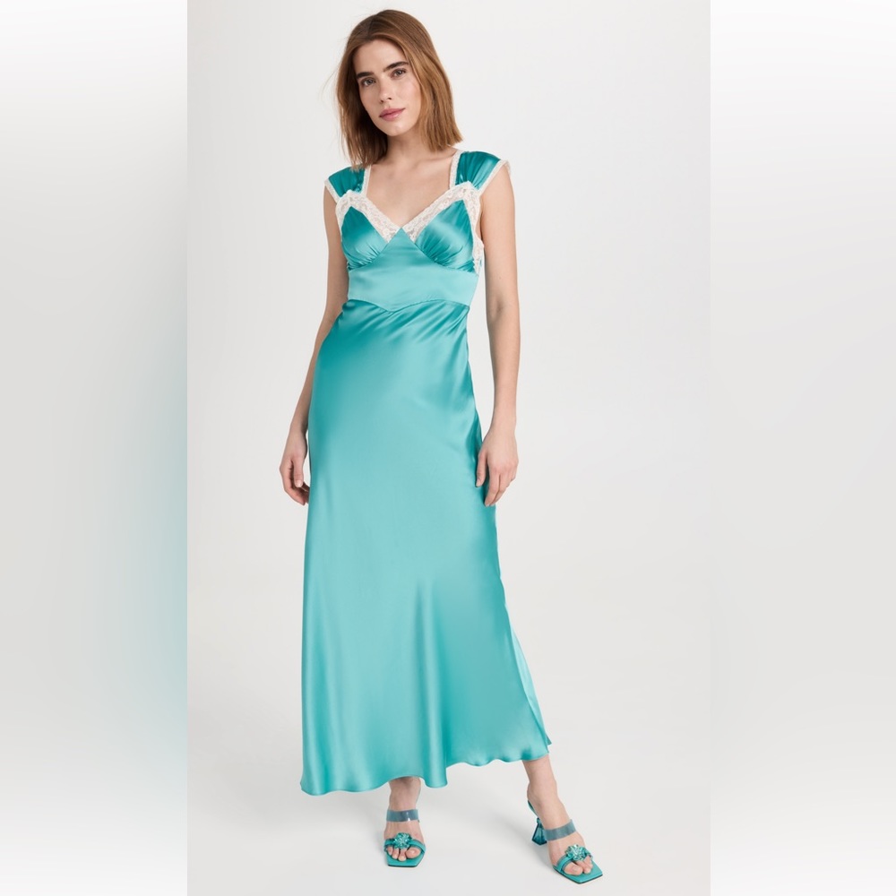 Rodarte Lace-Trimmed Silk Maxi Dress